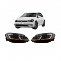 Μπροστινά Φανάρια Set Για Vw Golf 7.5 17-19 Facelift DRL &amp; Dynamic Signal Μαύρα Με Χρώμιο Γραμμή H7 Με Μοτέρ Carner - Headlights - Xenon - Bulbs